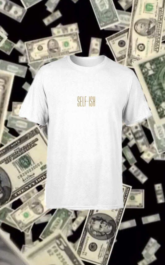 SELF-ISH WHITE W/ GOLD LOGO TSHIRT