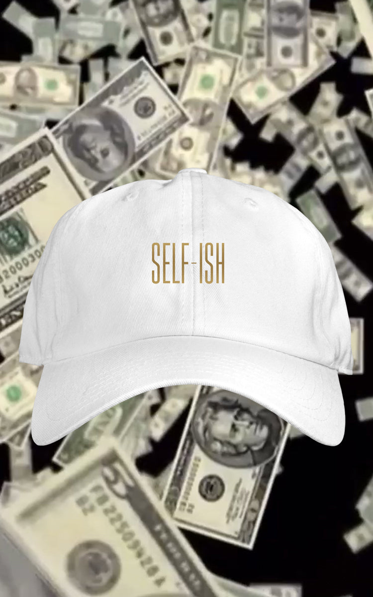 SELF-ISH WHITE W/ GOLD DAD HAT